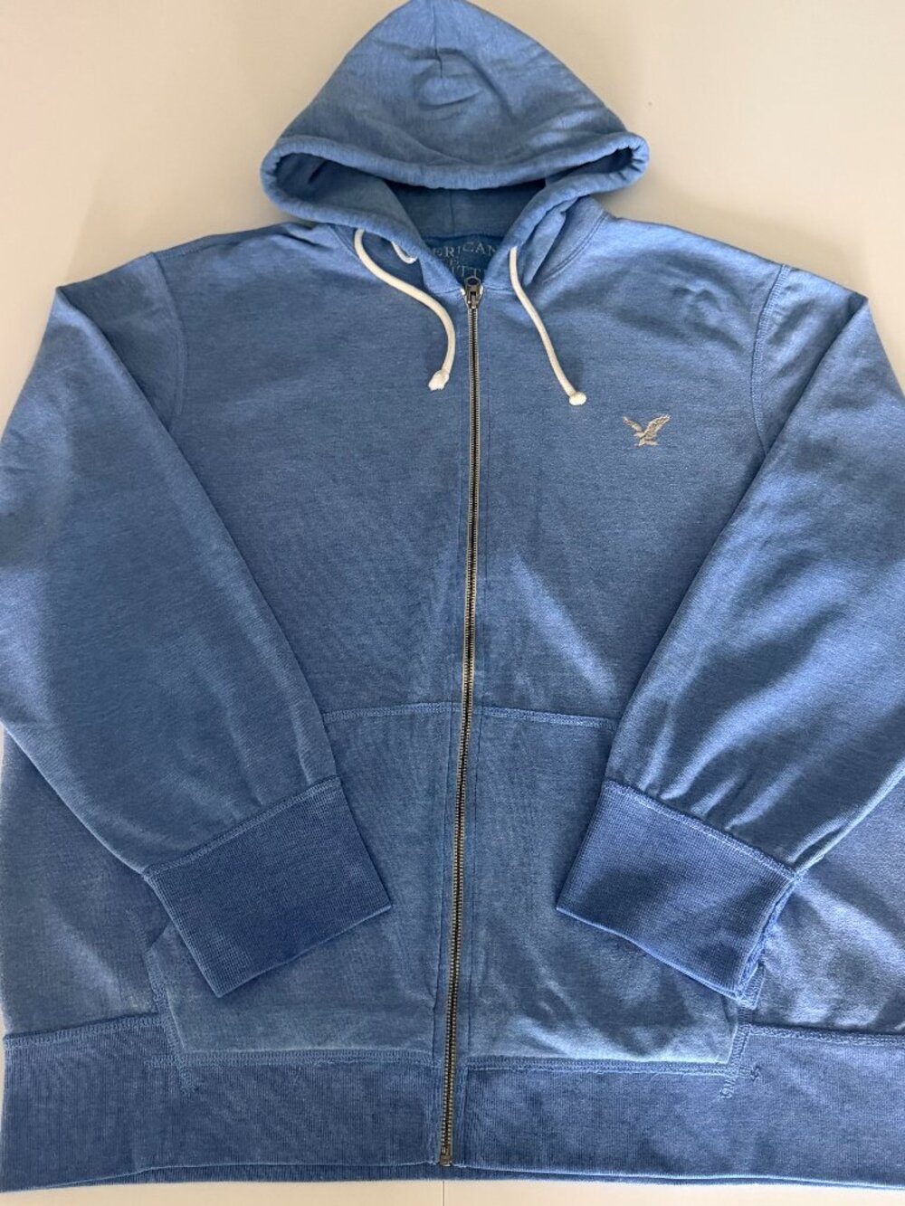 American Eagle Outfitters Hoodie Sweatshirt Mens 2XL Blue Full Zip Fleece Logo